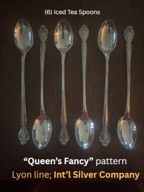 (6) Iced Tea Spoons "Queen's Fancy" pattern from Lyon by the Int'l Silver Co.